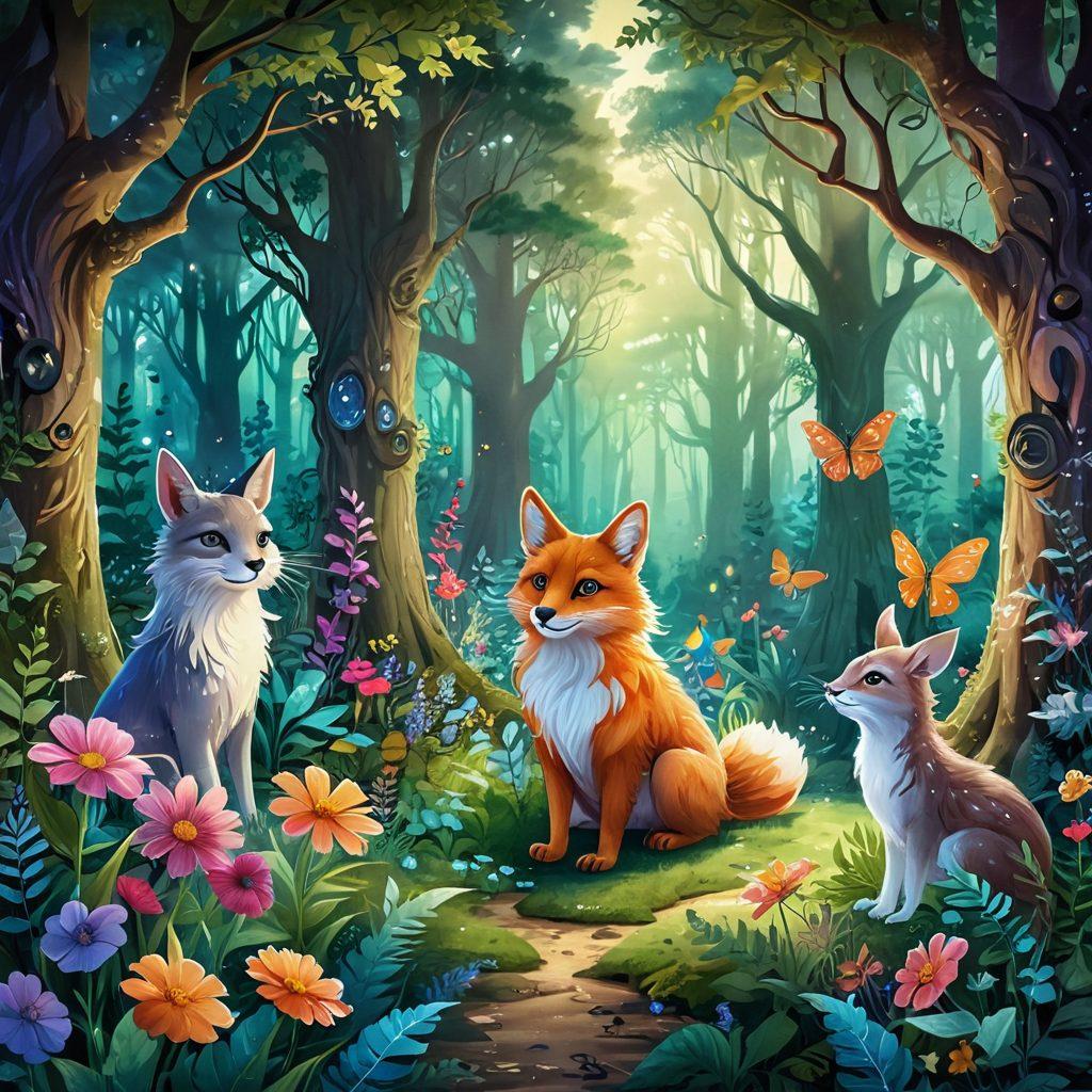 A whimsical and enchanting illustration featuring a mysterious forest landscape, with lush greenery and vibrant flowers. In the foreground, fantastical furry creatures engaging in playful risqué activities, with mischievous expressions and elaborate costumes. A soft, dreamy light filters through the trees, creating an alluring atmosphere. Sparkling fairy dust and hints of magical elements scattered throughout. vibrant colors. surreal art.
